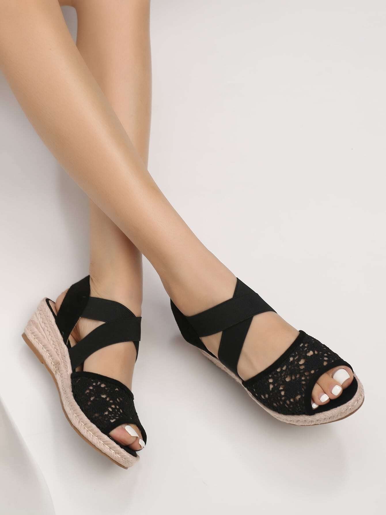 Hollow Out Espadrille Ankle Strap Wedge Sandals Short Heels for Women  (Color : Black, Size : 7.5) : Amazon.ca: Clothing, Shoes \u0026 Accessories