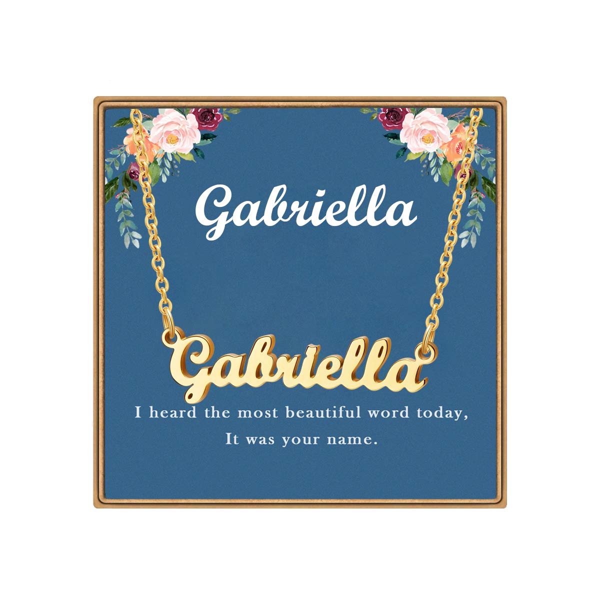 LdurianName Necklace Personalized, Customized Name plate necklace,14K gold Plated Personalized Dainty Name Necklace for women girl, Birthday jewelry Gift for Women