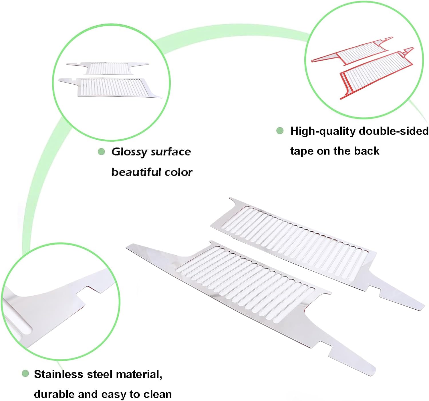 Hood Air Vents Flow Intake Cover Compatible with Hummer H3 2005 2006 2007 2008 2009 Accessories, Stainless Steels Car Hood Scoop Vent Cover Trim, 2Pcs (Bright Silver)