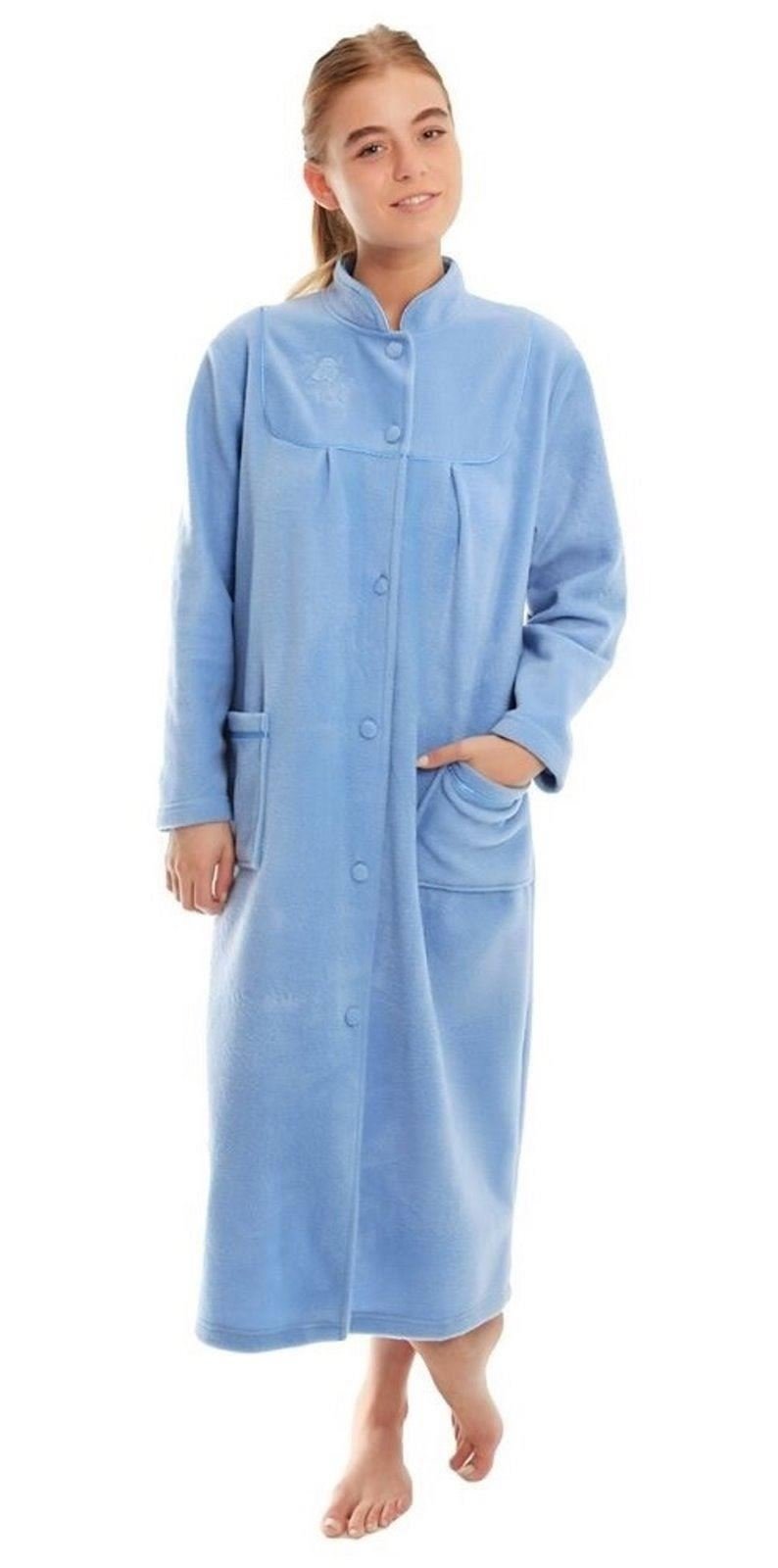 Lady Olga Fleece Dressing Gown Housecoat Blue Size 18-20