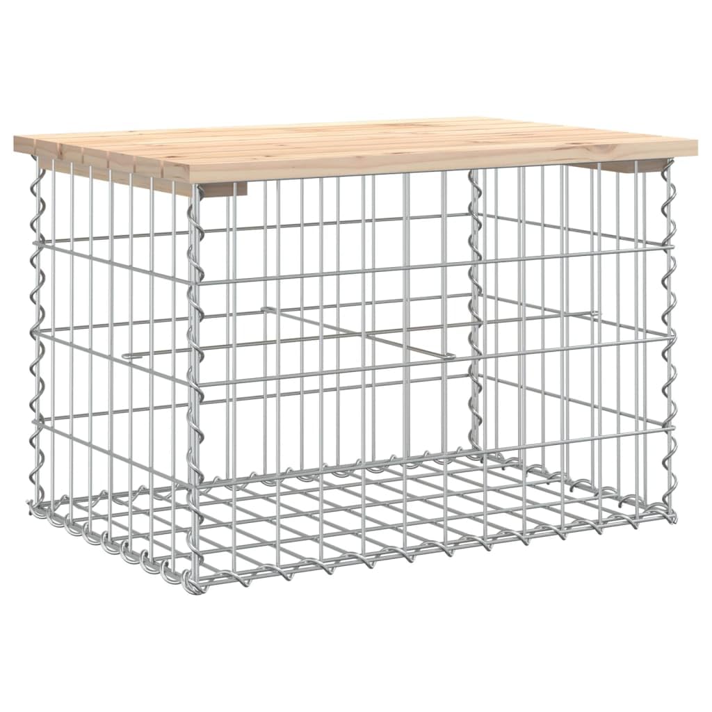 vidaXL Garden Bench, Outdoor Bench with Gabion Basket Base, Park Bench for Patio, Bench Chair, Farmhouse Style, Gabion Design Solid Wood Pine