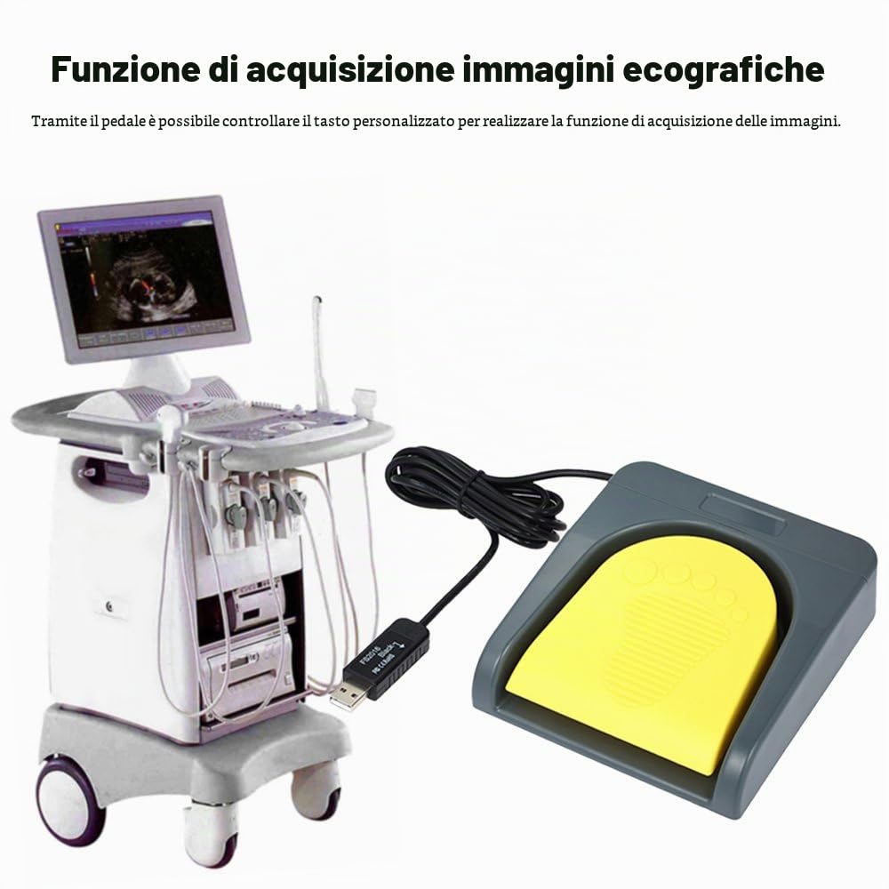 docooler Pedale Interruttore a Singolo Pcsensor con Presa USB, per Combinazioni tastiere Personalizzate, Grigio e Giallo