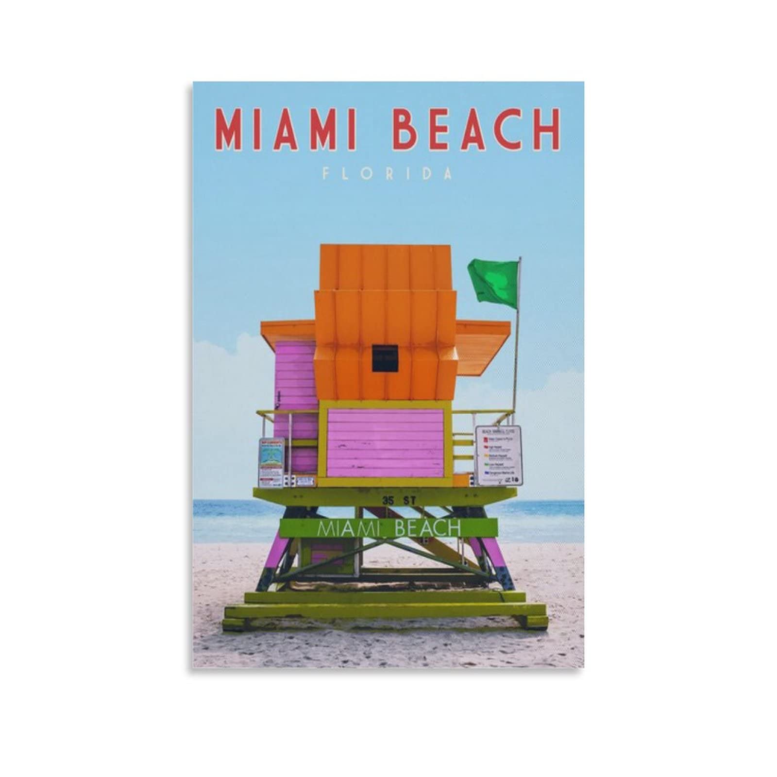 Onotio Unframe-Style Miami Beach Florida Vintage Travel Poster Lake 16X24inch(40X60cm) Wall Art Picture Print Canvas Art Poster Modern Family Bedroom Decor Posters