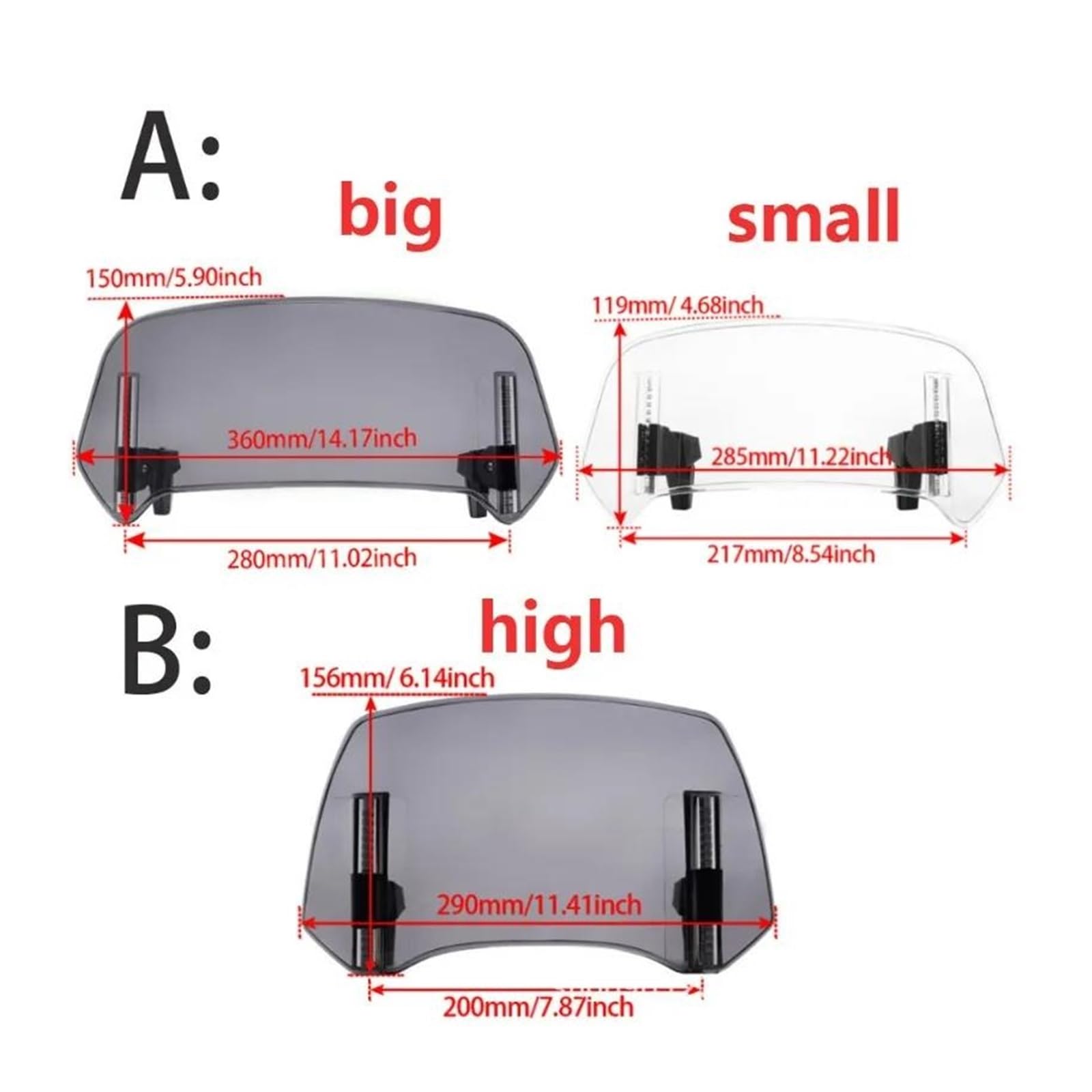 Adatto Deflettore Morsetto Spoiler Con Estensione Regolabile Parabrezza Universale Per Moto Regolabile Parabrezza(Heighten Clear)