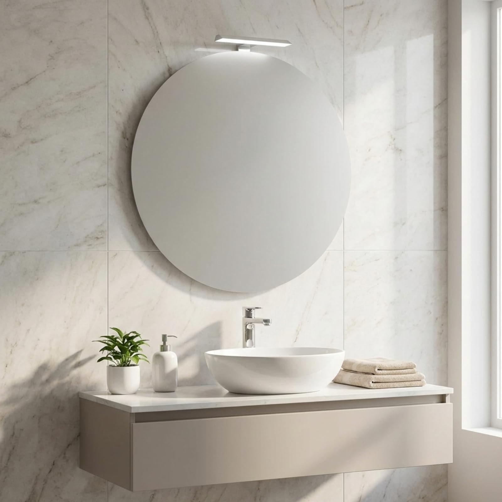 San Marco Specchio bagno rotondo con lampada led 60 cm