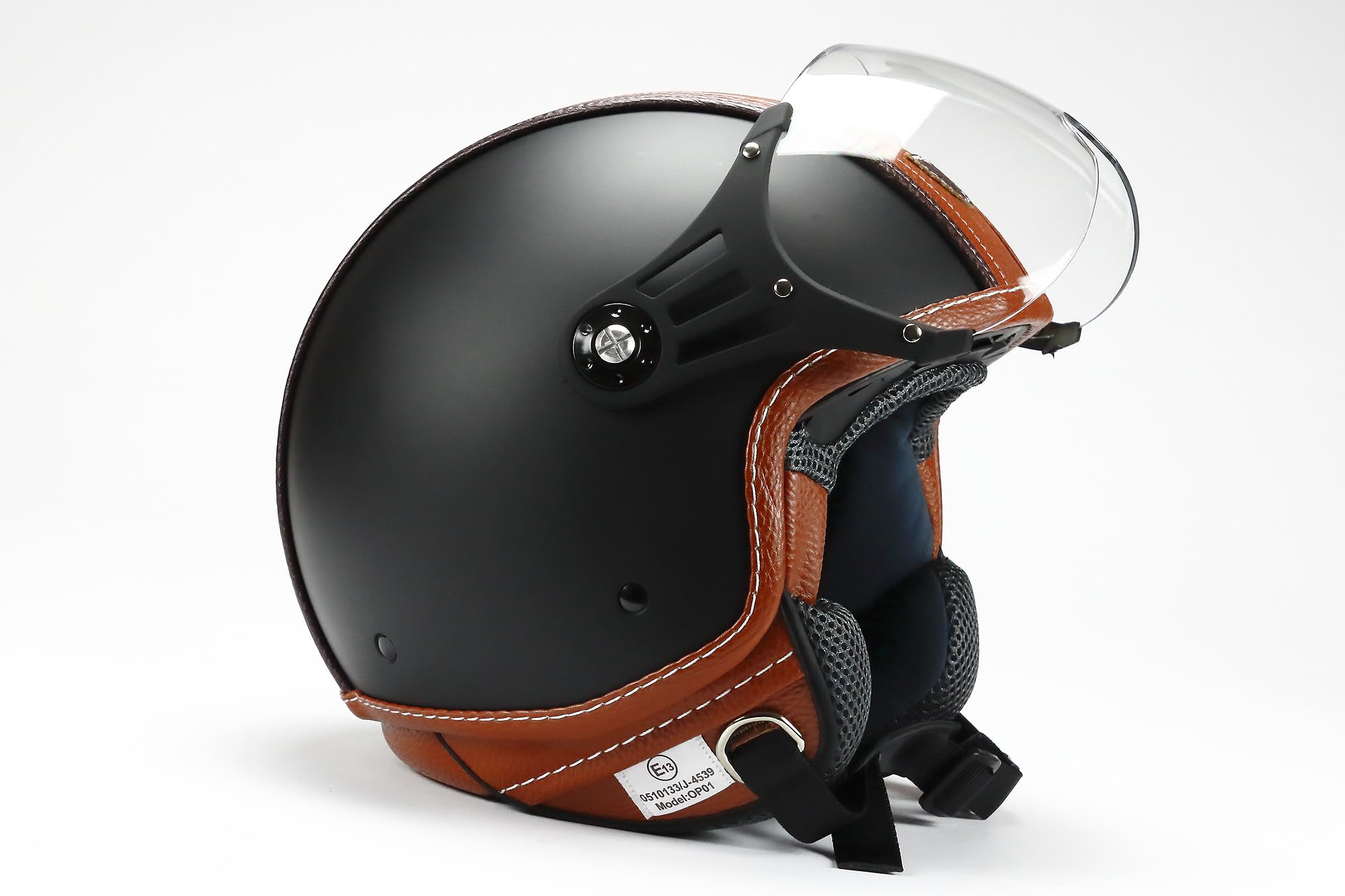 BNO 0P01-PL26 Jethelm Matt + Kunstleder , Motorradhelm, Schutzhelm,Helm S-XL + zusätzliches getöntes Visier