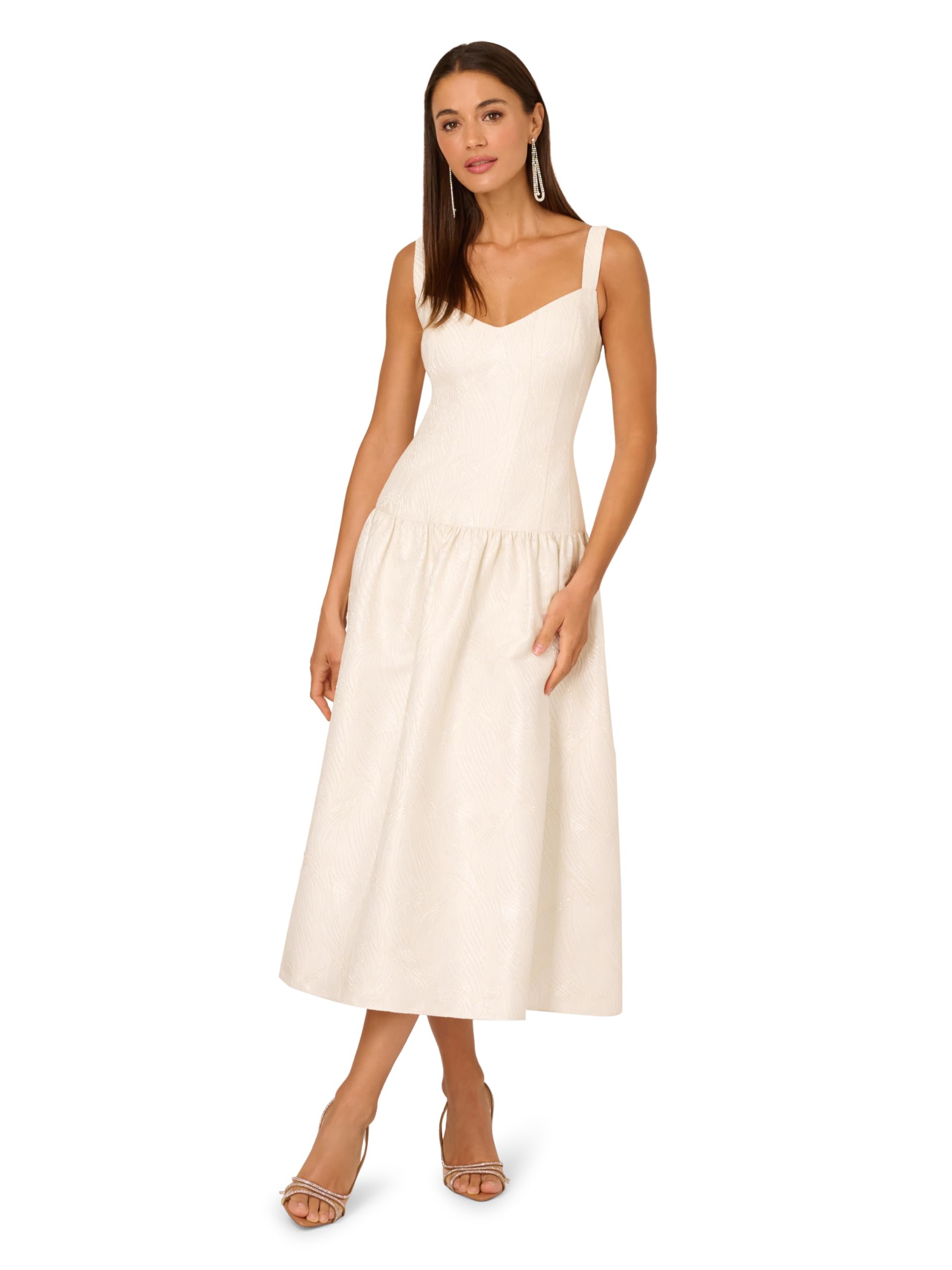 Adrianna Papell Jacquard Midi Dress with Godets