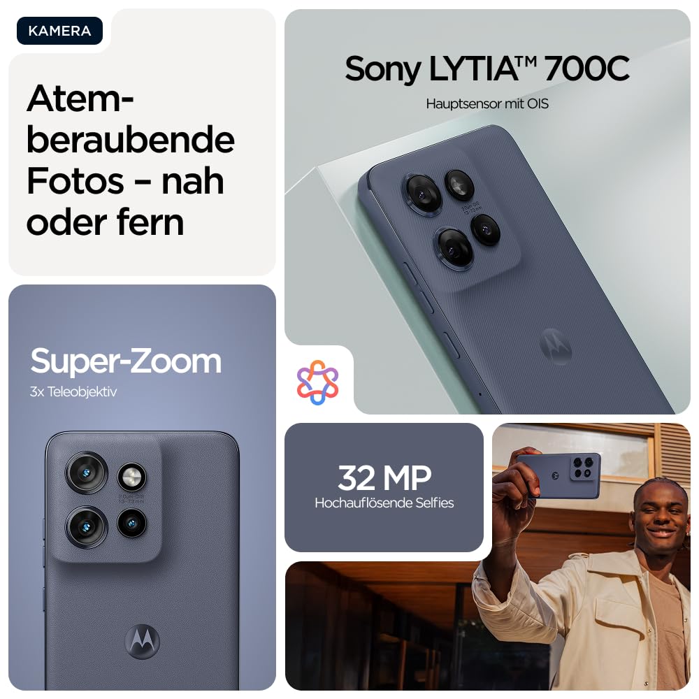Motorola Edge 60 neo Smartphone (Robustes 6,36"-Super-HD+-Display Dank Corning Gorilla Glass 7i, 50-MP-Kamera, 12/256 GB, 5000 mAh, 68W-TurboPower-Aufladen) Pantone Grisaille