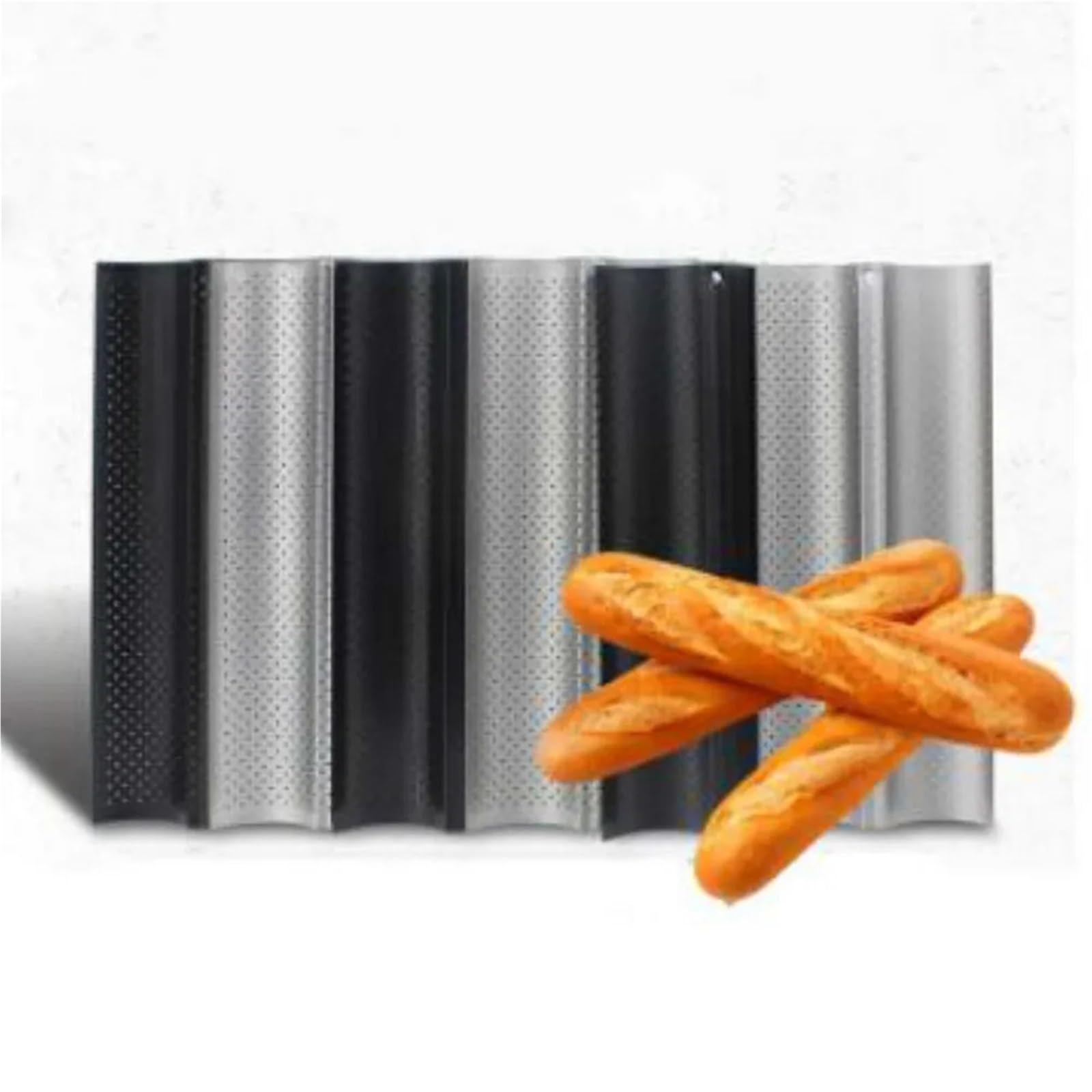 2/3/4 sartenes antiadherentes para pan, utensilios para hornear, herramientas de repostería, pan, baguette, panes, moldes para hornear (4 panes)