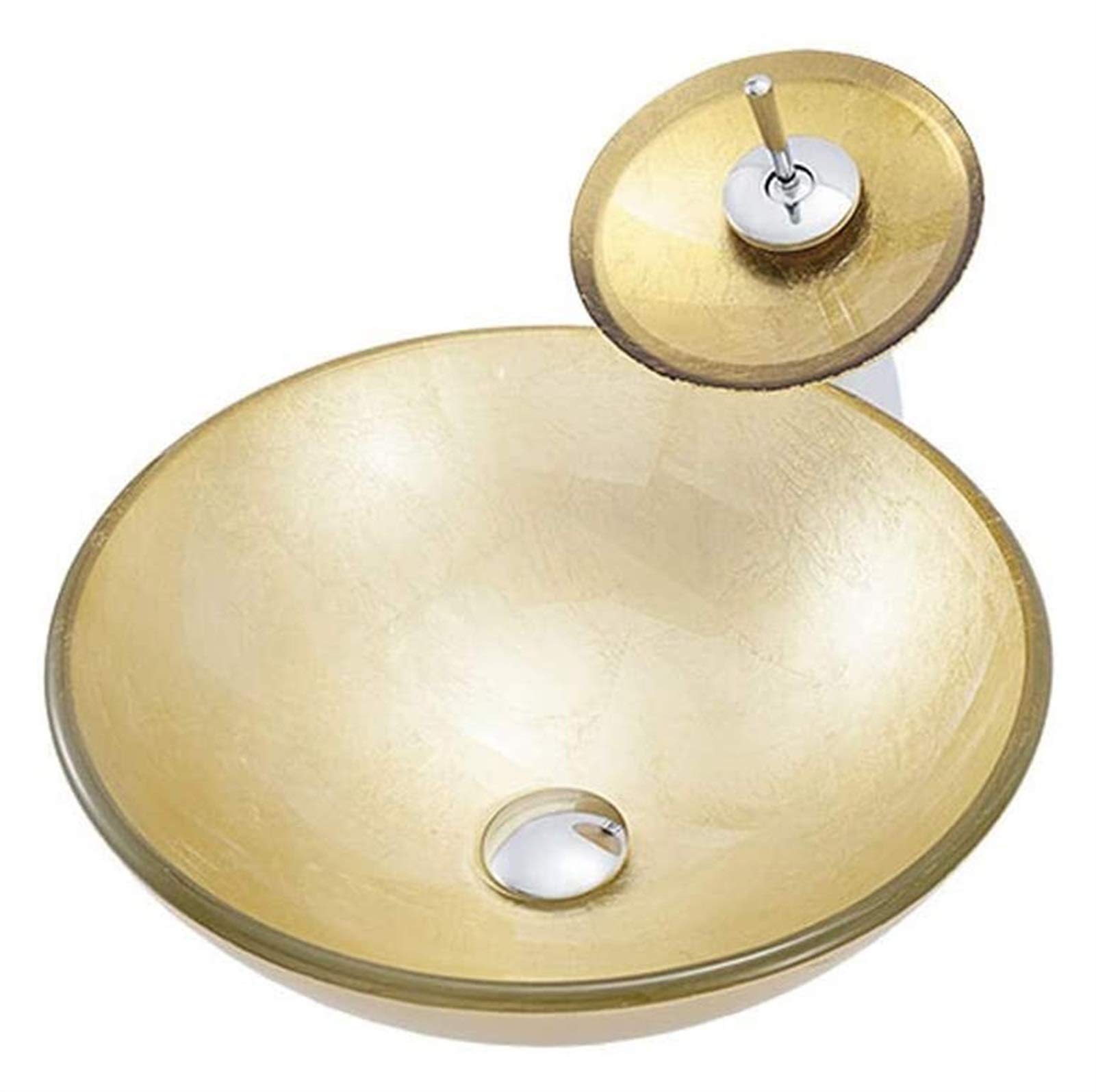 WOTZOV Vanity Unit With Basin,Bathroom Basin Vessels Sink Countertop Basin, Counter Vessel Sink Stylish Tempered Glass Bathroom Vanity Artistic Handmade Basin Washing Bowl Combo