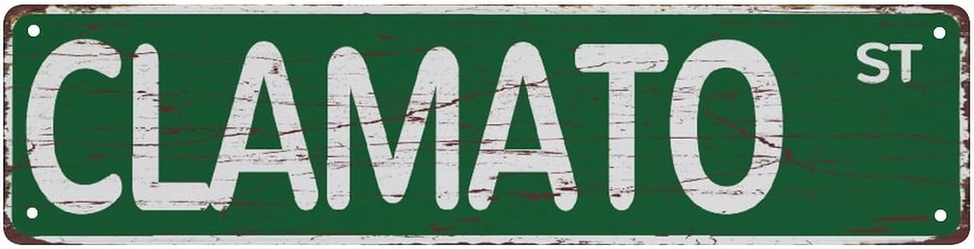 Metal Tin Signs Clamato Street Funny Vintage Slim Street Tin Signs 16 X 4 Inch Wall Art Decor Iron Poster For Home Farmhouse Bar Cafe Garage Man Cave Gifts
