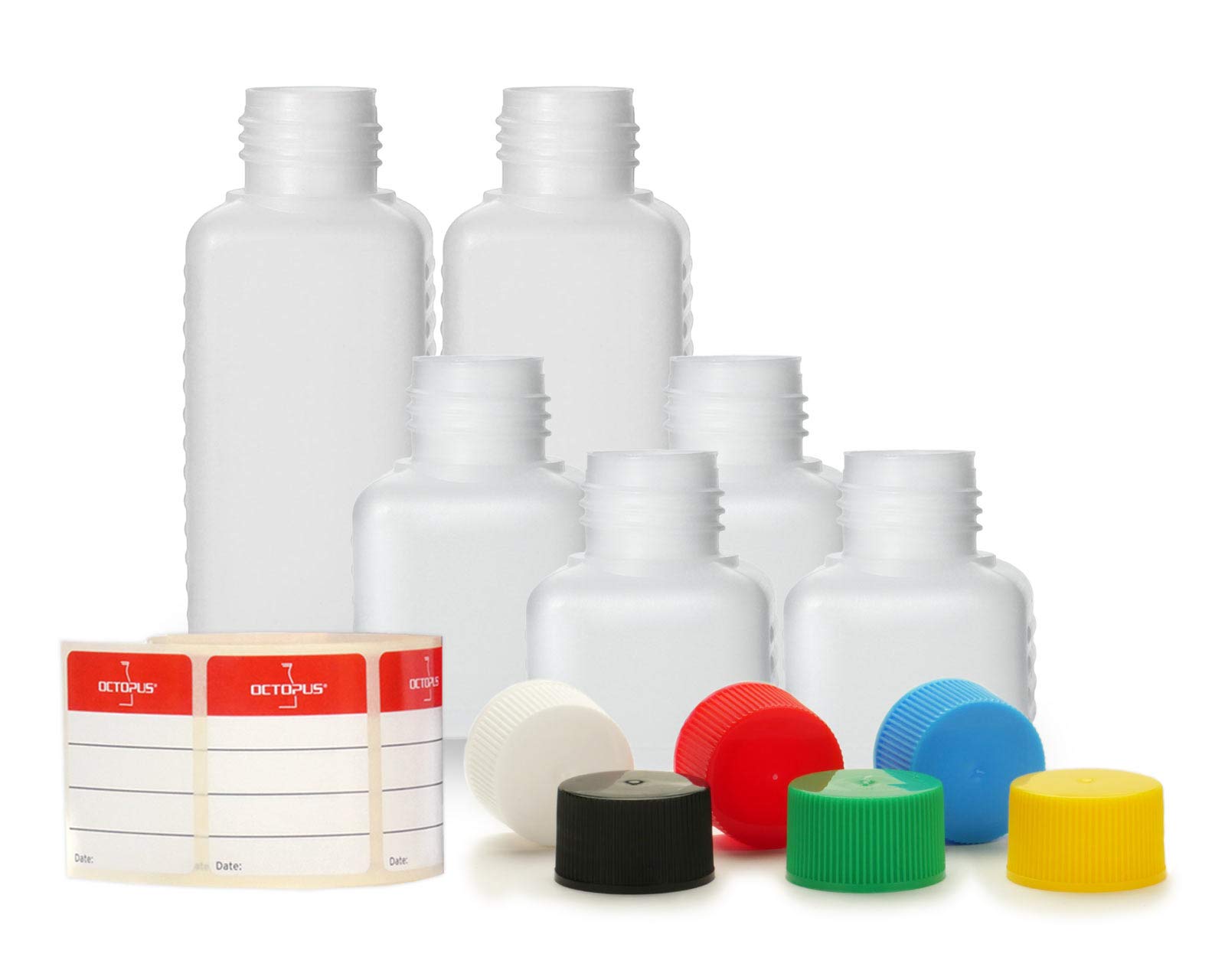 6 x 500 ml Basic Round HDPE naturel Disc-Top wit - BPA Vrij - Niet 6 x 500 ml Basic Round HDPE naturel Disc-Top wit - BPA Vrij - Niet