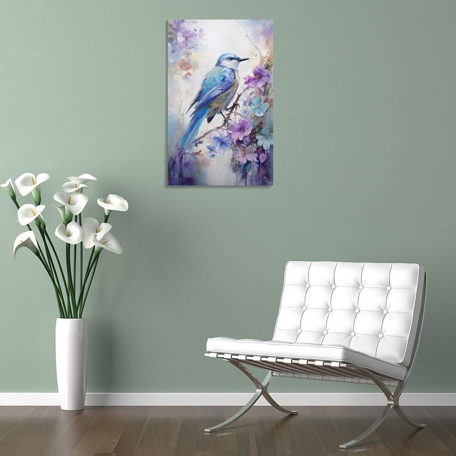 Stampa su tela con colibrì e fiori, arte murale incorniciata - Italia