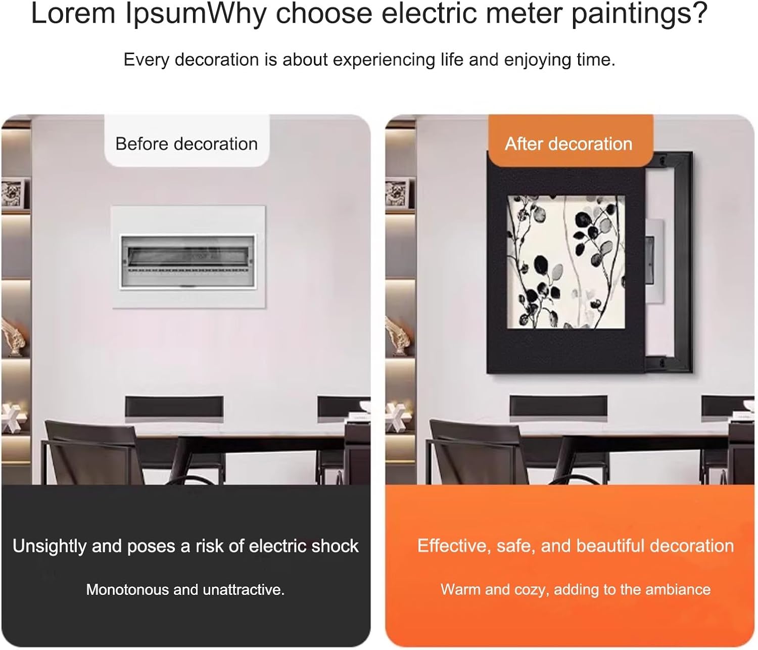 Decorative Breaker Box Cover, Wall Mounted Fuse Box Cabinet, Hides Electrical Panel, Ideal for Living Room