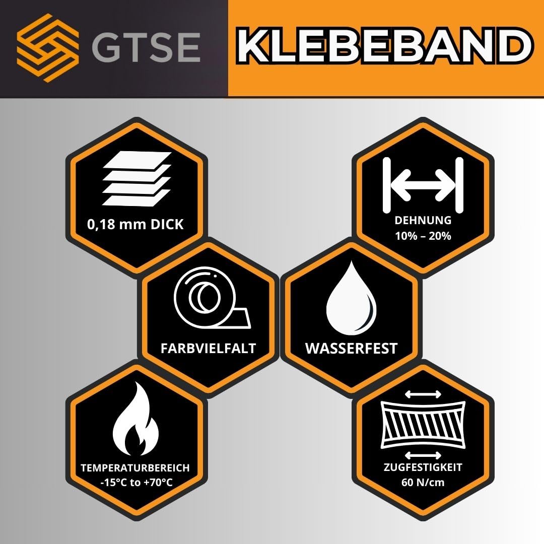 GTSE - Gewebeband Schwarz - 100 mm x 50 m - strapazierfähiges Panzerband - wasserdichtes Klebeband zum Reparieren, Befestigen, Bündeln, Verstärken und Abdichten - 1 Rolle
