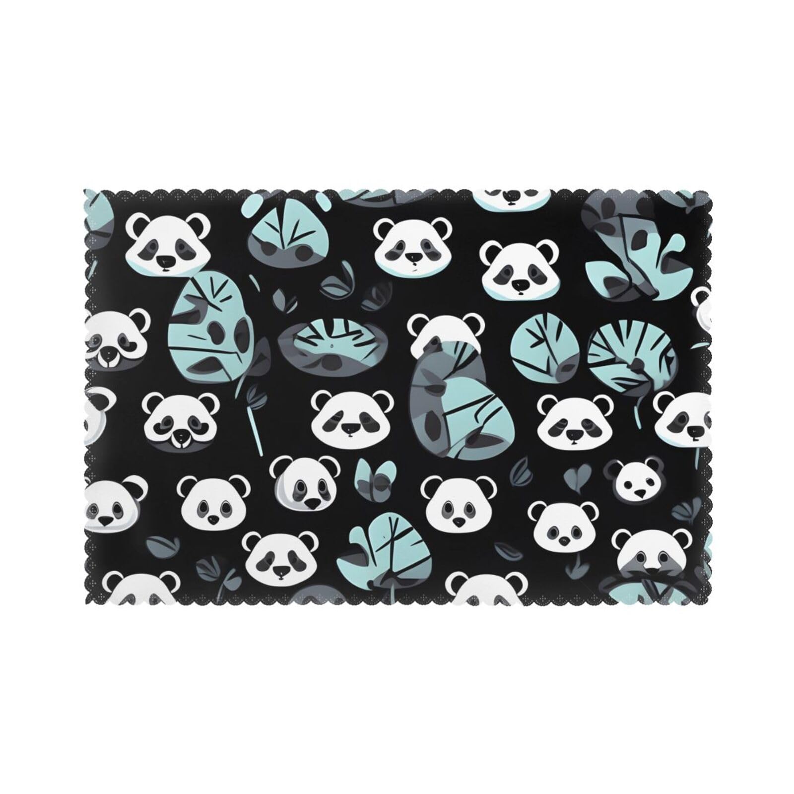 Black and white panda face Placemat set of 6, oil-proof and insulated dining table placemats, washable and wipeable.