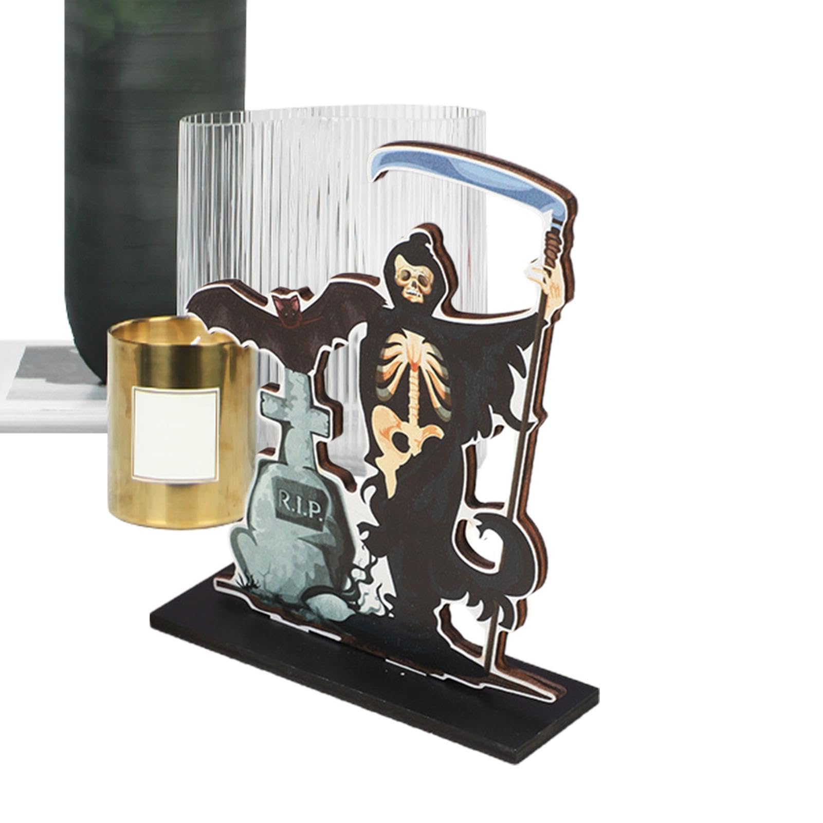 Renopfect Ornamenti da scrivania in legno di Halloween, decorazioni per il tavolo di Halloween, Cartello da tavolo in legno a tema Halloween, Decorazione del vassoio a più livelli per 'aula domestica