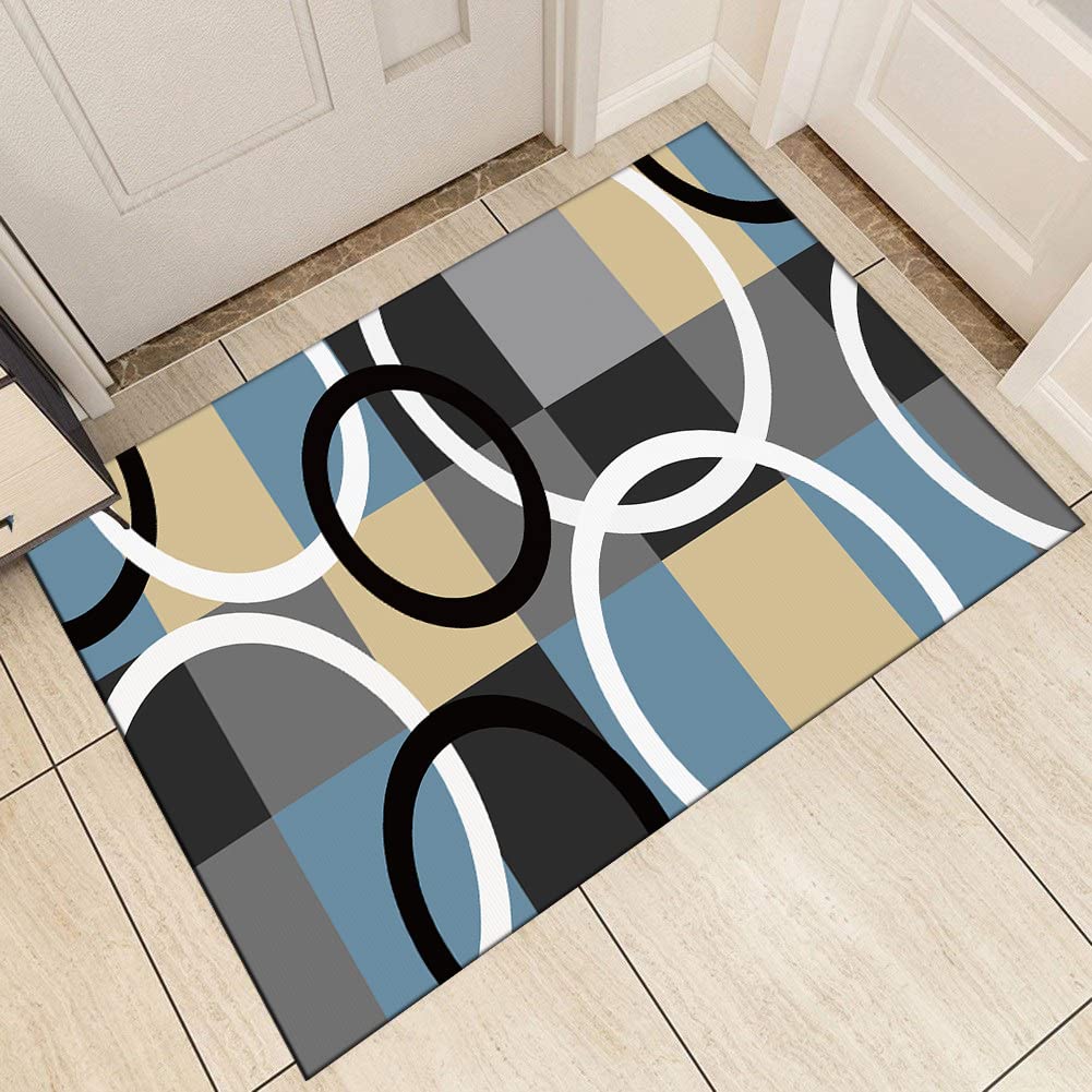 Läufer Teppich für Flur - Rutschfester Teppich für Küche und Wohnzimmer, modernes minimalistisches geometrisches Design, vielseitige Breitenoptionen erhältlich