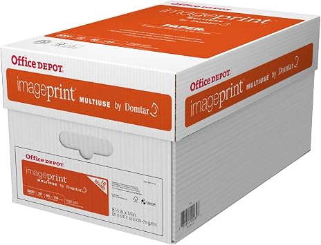 Office Depot ImagePrint FSC Certified Multipurpose Paper, Domtar, 8 1/2" x 14", 20lb, White, 500 Sheets per Ream, Case
