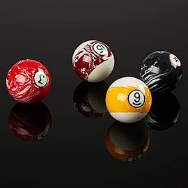 Collapsar Deluxe Billiard Pool Ball Marble-Swirl Style 2-1/4 Inch Regulation Size Complete 16 Pool Balls Billiard Set (Several Style Available) (White Marble with Black Circle)
