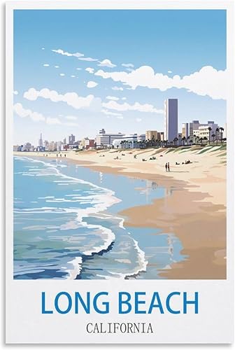 Miniatura 1 de Long Beach California - Pósteres de viaje vintage de ciudad de 20 x 30 pulgadas (19.7 x 29.5 in) para pared, pintura en lienzo para sala de estar,