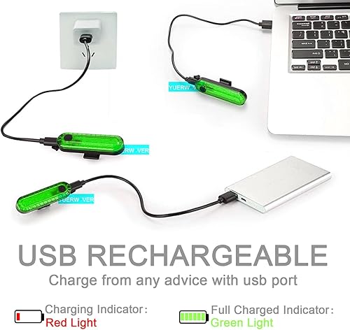 Miniatura 3 de Paquete de 2 luces LED recargables por USB para bicicleta, luz trasera de bicicleta, reflector, luz de seguridad, impermeable, brillante, luz de