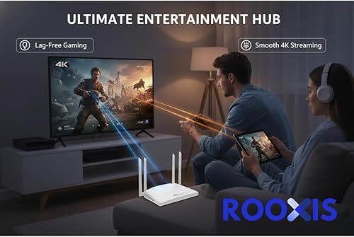 Miniatura 7 de Enrutador WiFi AC1200 de doble banda: enrutador de Internet inalámbrico para el hogar | Puertos Gigabit Ethernet, 4 antenas de alta ganancia,