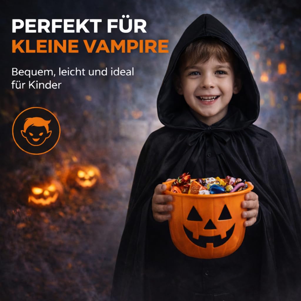 peleryna wampira z kapturem, przebranie Halloween dla dzieci i dorosłych, dwustronna