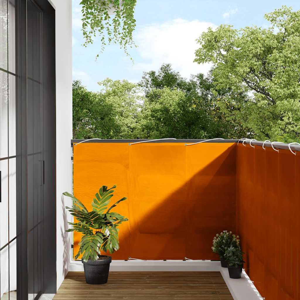 Brise-vue de balcon orange idéal pour vos déjeuners en terrasse au soleil