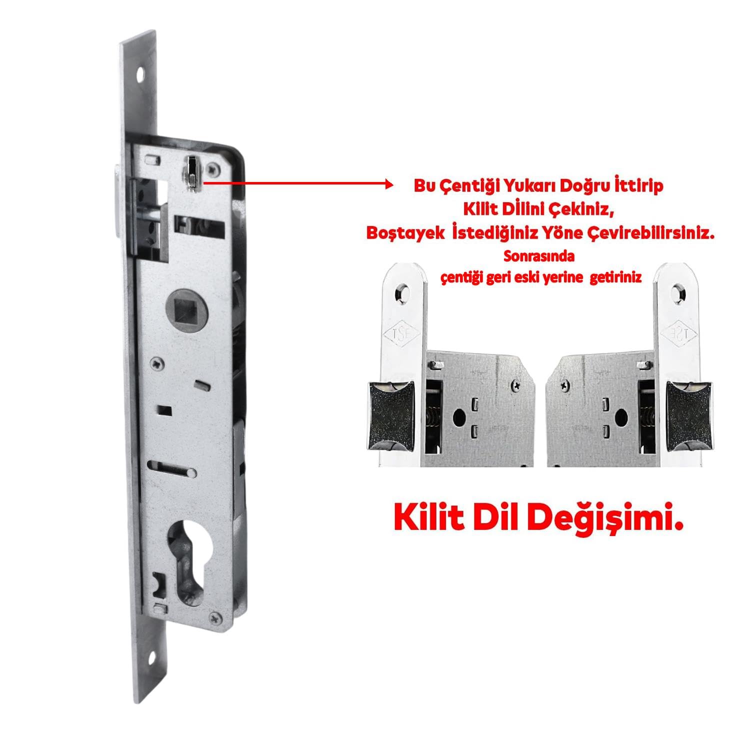 Badem10 Dar Kilit Standart Pvc Ahşap Kapı Gömme Kilit Gövde Kilidi Gövdesi Silindirli Barelli Yale 20 Mm