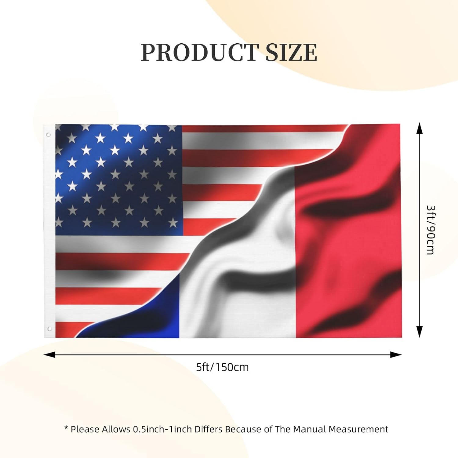 3x5 Ft Outdoor Flag America France French Flag Double Sided Printing For Yard Decor image 3
