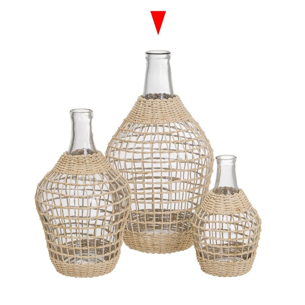 Botella de Vidrio con Ratan Natural para Decoracion de 23x23x40 cm (40 CM)