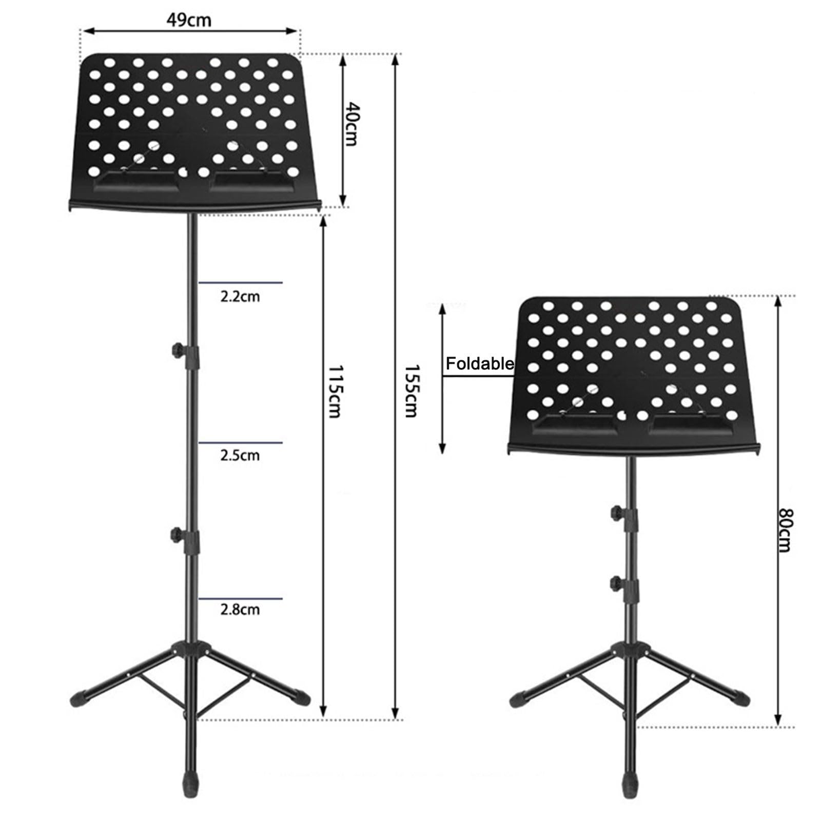 Leggio Portatile per spartiti, leggio Pieghevole in Metallo, Altezza Regolabile, Facile da riporre, leggio Universale per Chitarra, Violino, Guzheng