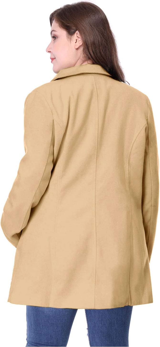 Agnes Orinda Women's Plus Size Notched Lapel Double Breasted Long Coat - Image 5