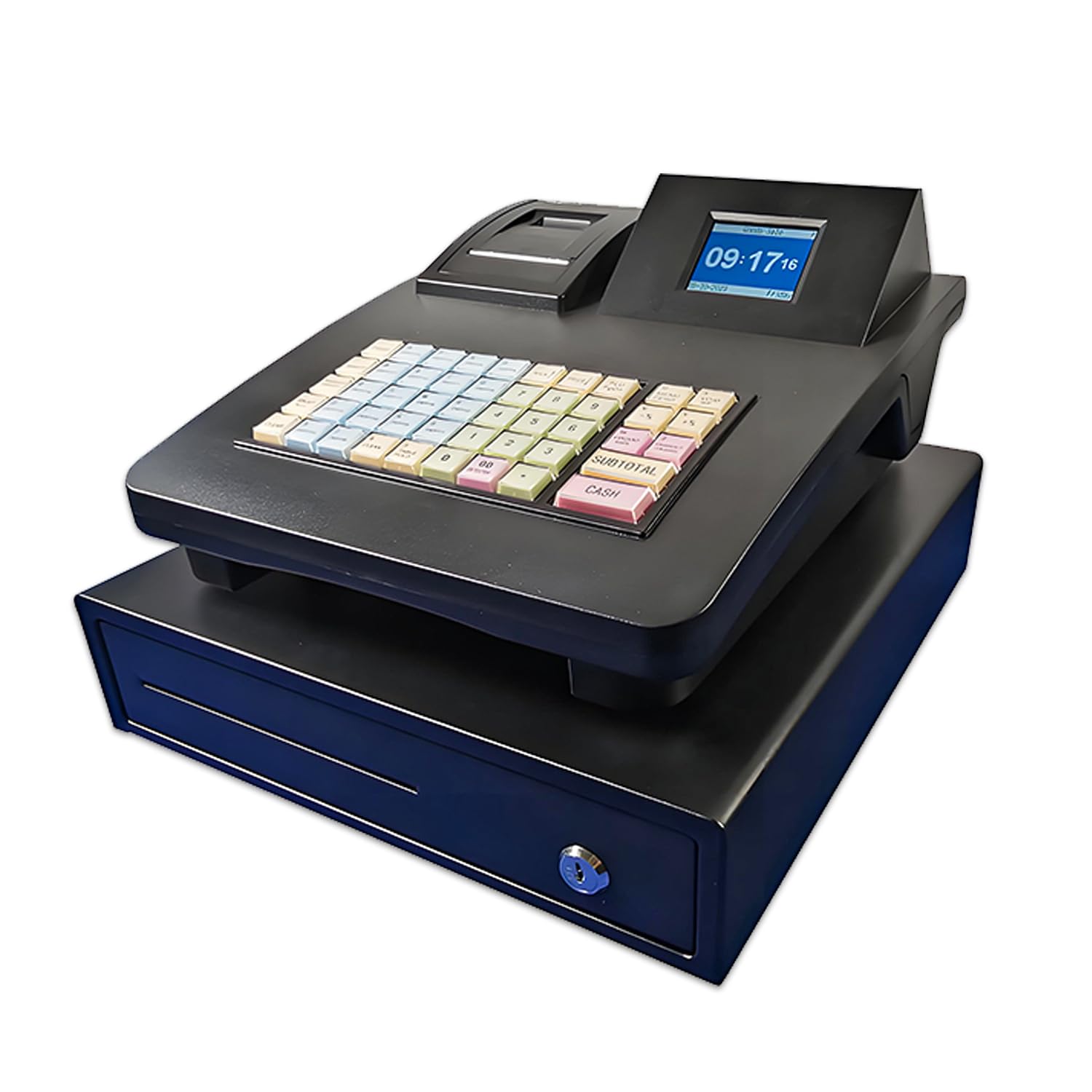 Caja registradora térmica electrónica TPV, 60 000 Registros de transacciones, 8 métodos de Pago, Teclado programable para comercios y restauración. Black