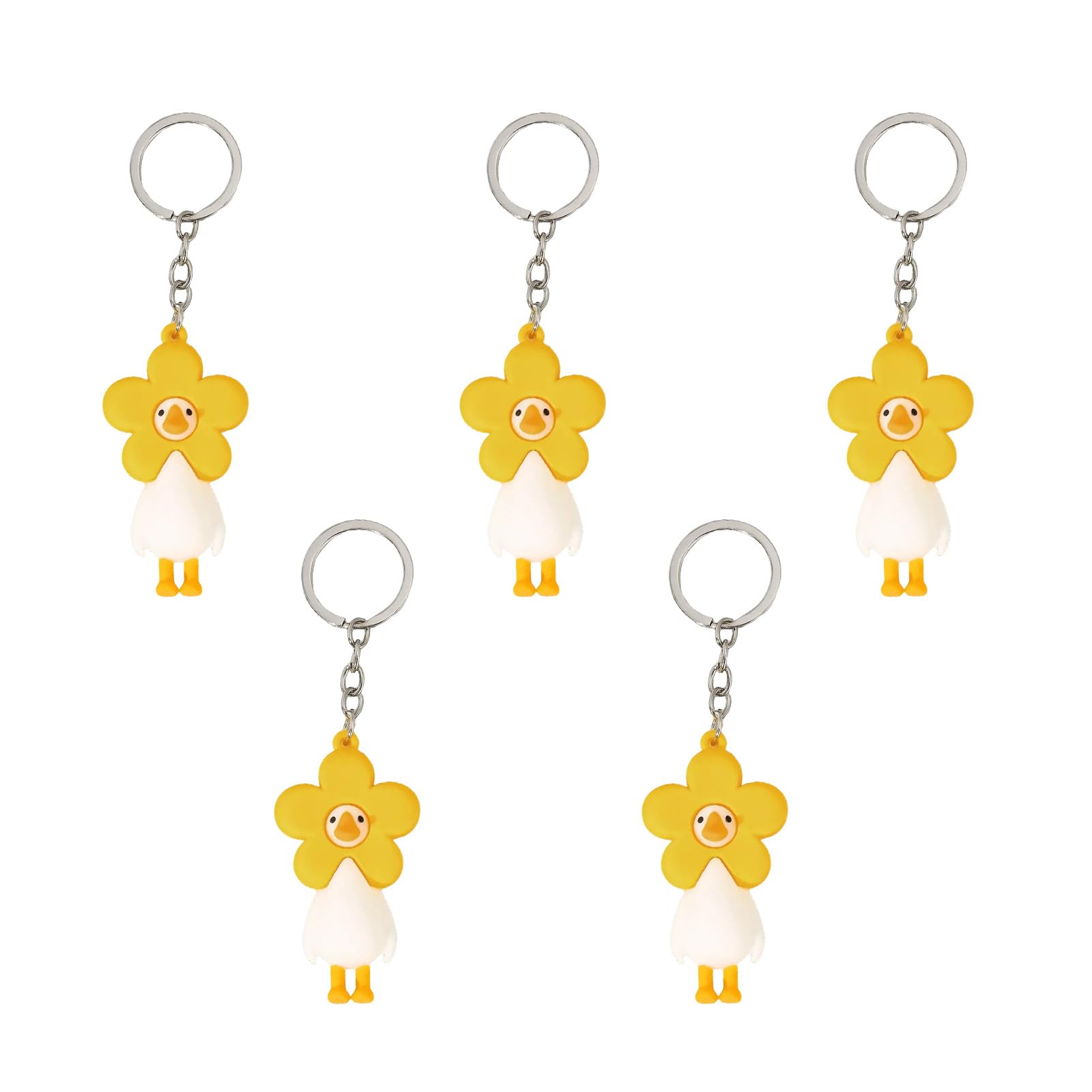 Angyape 5Pcs Funny Silly Goose Keychain Bag Charms Purse Charms Cute Car Keychain Accessories Duck Doll Party Favors Gifts