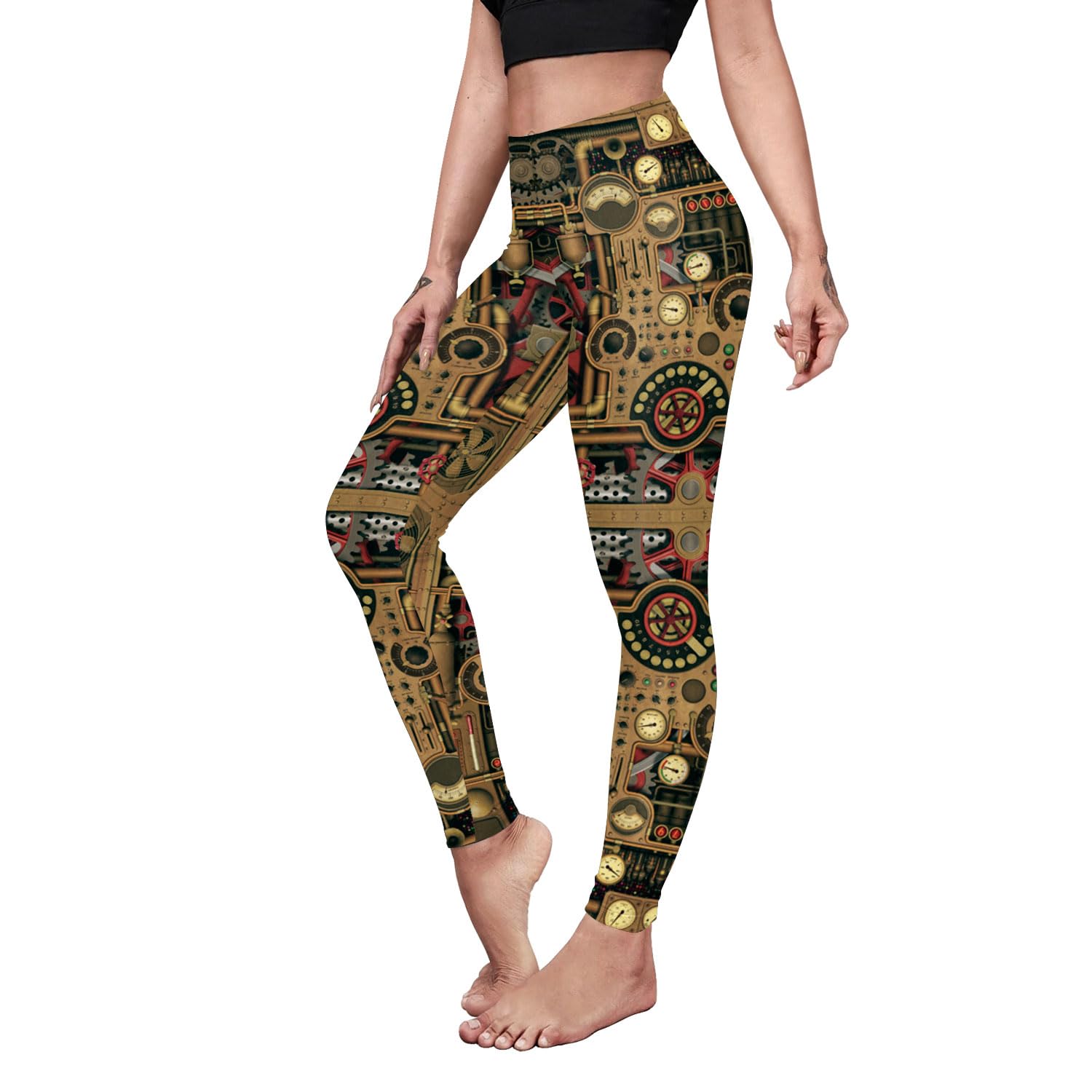 Women Steampunk Retro Leggings Comic Cosplay Punk Print Polyester Gothic Trousers Capris Pants S-4XL Plus Size
