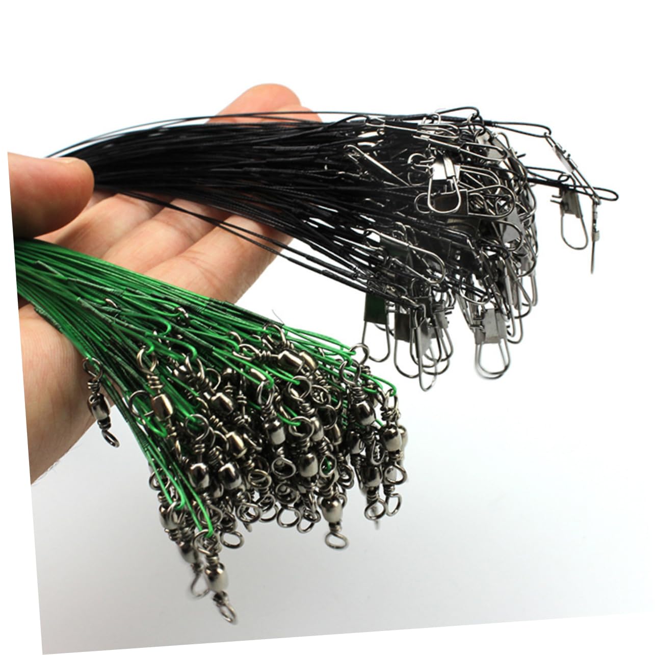 TOYANDONA 50pcs Fishing Bite Steel Wire Line with Barrel Swivel and Snap Swivel Durable and Abrasion Resistant for Saltwater and Freshwater Fishing