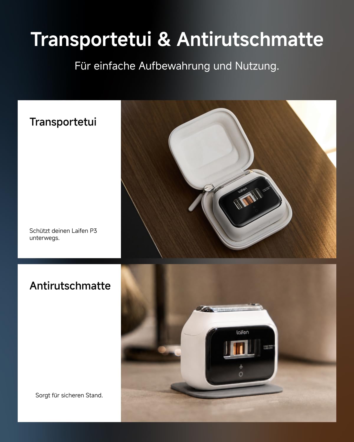 Laifen P3 Elektrorasierer Bundle, 3-Klingen-Folienrasierer, Weiß | 2×12.000 Schnitte/Min. Linearmotoren, Nass- & Trockenrasur, 0,055 mm Scherfolie, 100 Min. Akku, USB-C-Schnellladung, IPX7