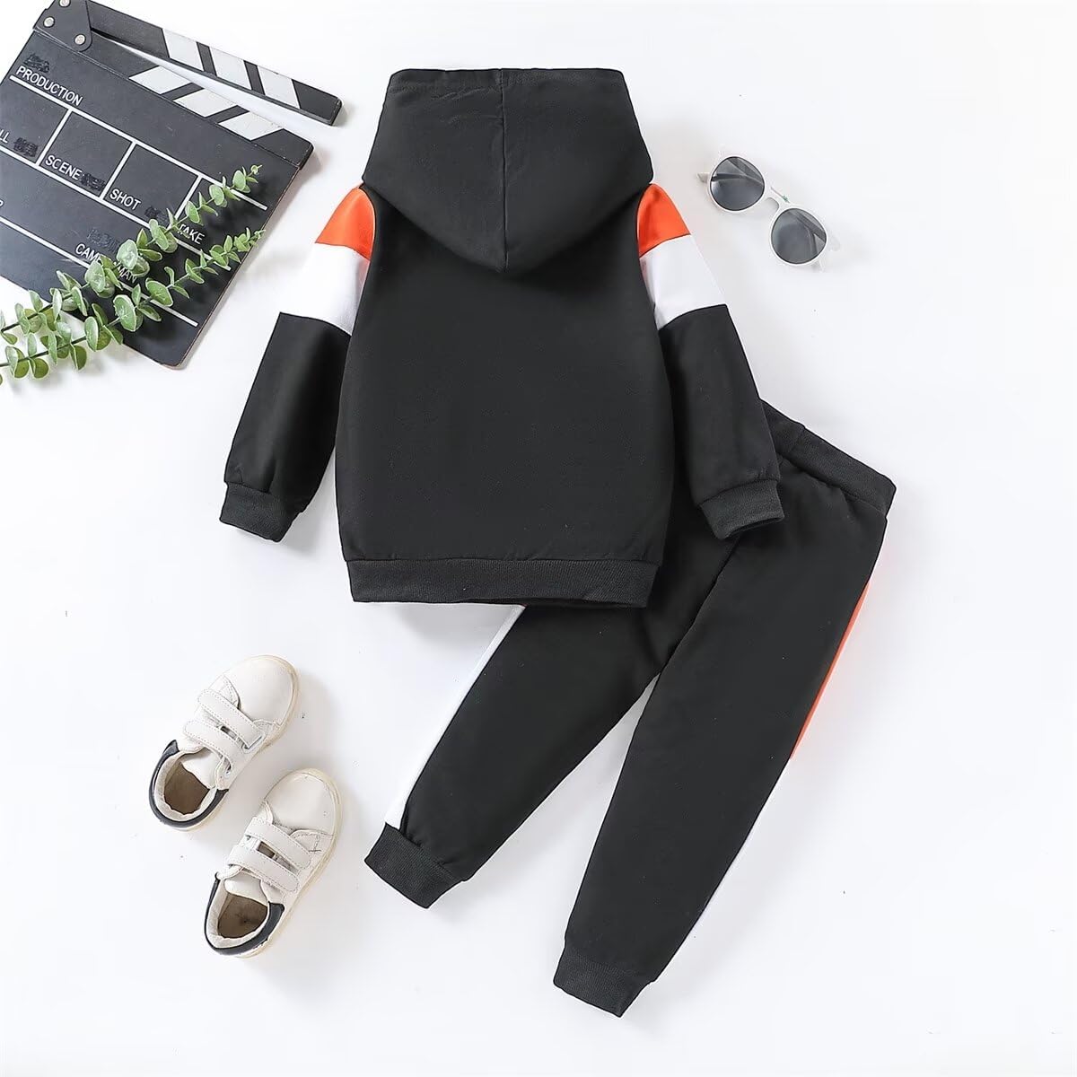 2-6T Toddler Baby Boy Clothes Long Sleeve Hooded Pullover Colorblock Sweatshirt + Pants 2pcs Fall Winter Outfit Set - Image 7
