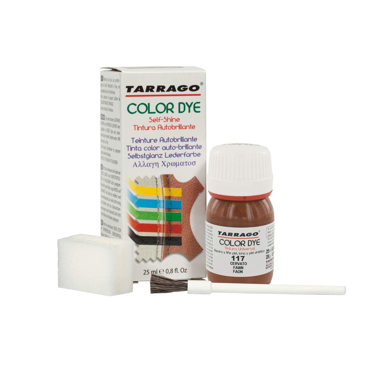 Tinte para Zapatos y Bolsos de Cuero y Textil con Esponja y Brocha | Cubre Rozaduras y Desgastes del Calzado | Gama de 90 colores — view 58