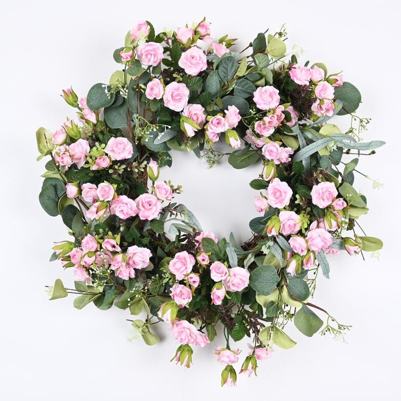 Spring Every Day Front Door Poppy Flower Wreath Grape Vine Welcome Wreath Weddings