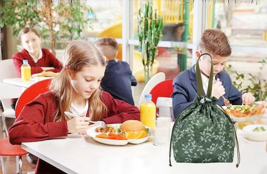 Reusable Small Lunch Bag,Drawstring Lunch Bag,Insulated Handbag Tote bag with Handle (New Leaf Green) - Image 6