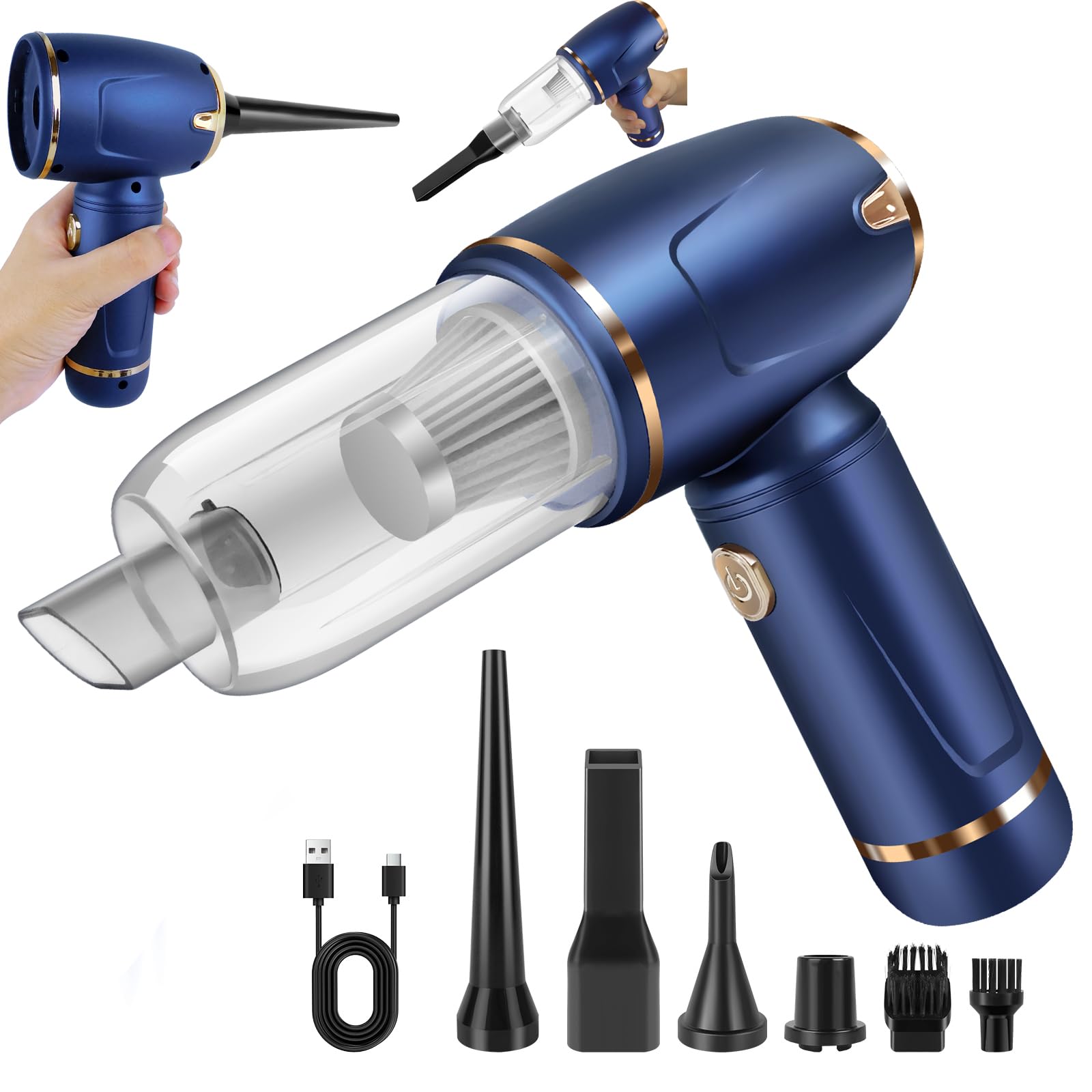 Lucn 120000RPM Electric Air Duster-Cordless Rechargeable Turbo Blower for PC/Keyboard 5500PA Handheld Cordless Vacuum Cleaner Home & Car Dust Blower Mini Air Duster