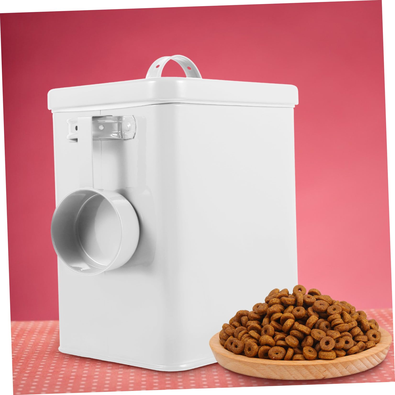 Contenitore Mantiene Cibo Asciutto e Igienico per Alimenti per Animali Domestici in Ferro Bianco, Grande Capacità per Cucina e Pet Food