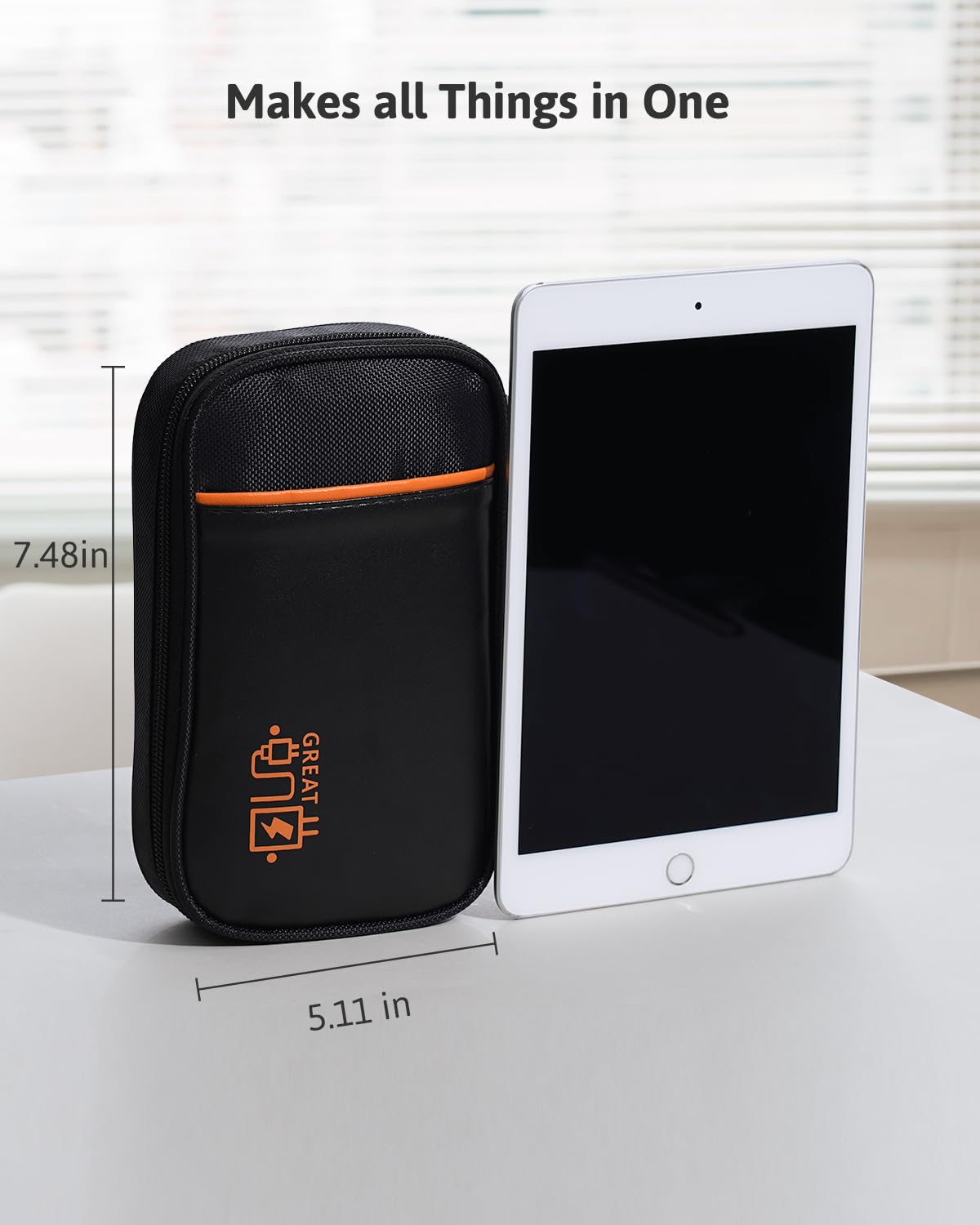OrgaWise Etui podróżne na akcesoria elektroniczne, elektronikę, kable, powerbank, kabel do ładowania, tablet itp., czarne (S2-Black)