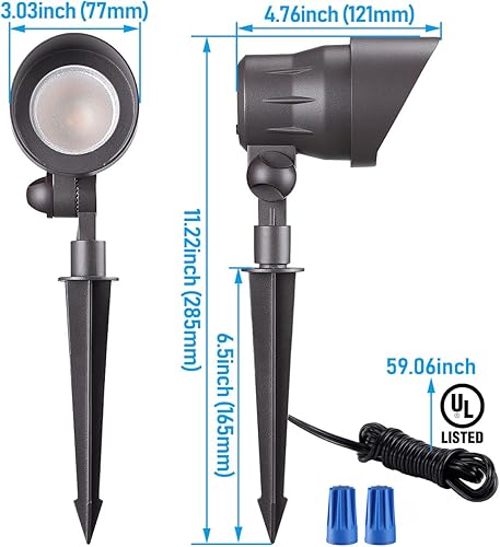 Miniatura 7 de LEONLITE Paquete de 12 focos LED de bajo voltaje, 3CCT seleccionable 3000K4000K5000K, 12V CADC luces de jardín impermeables, carcasa de aluminio