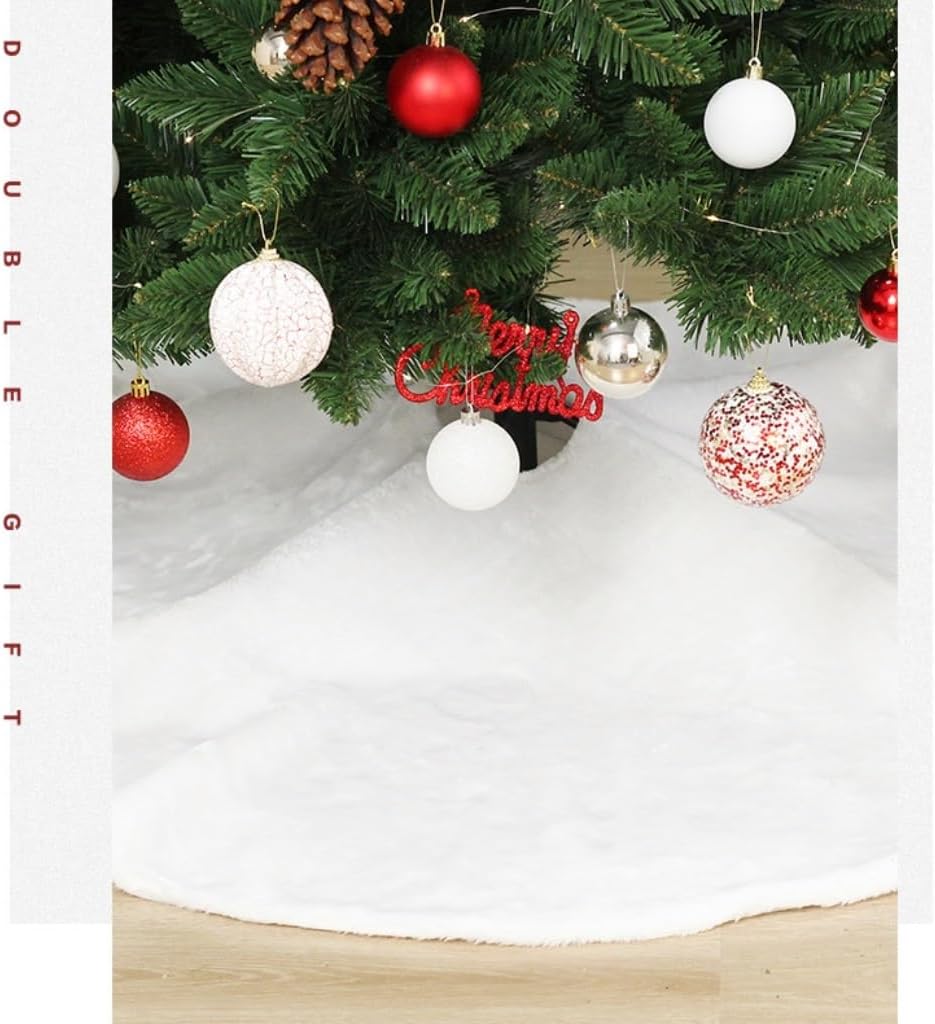 Tree Skirt Christmas Christmas Tree Skirt White Plush Christmas Tree Skirt Christmas Decorations Christmas Tree Accessories Christmas Skirt Tree(90cm)