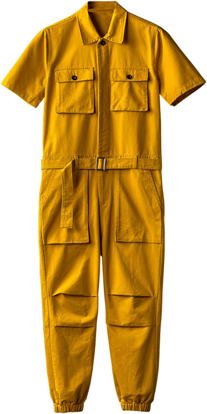 Snoly Unisex Short Sleeve Button-Front Flight Suit, Twill Stain & Wrinkle Resistant Work Coverall, Action Back Jumpsuit