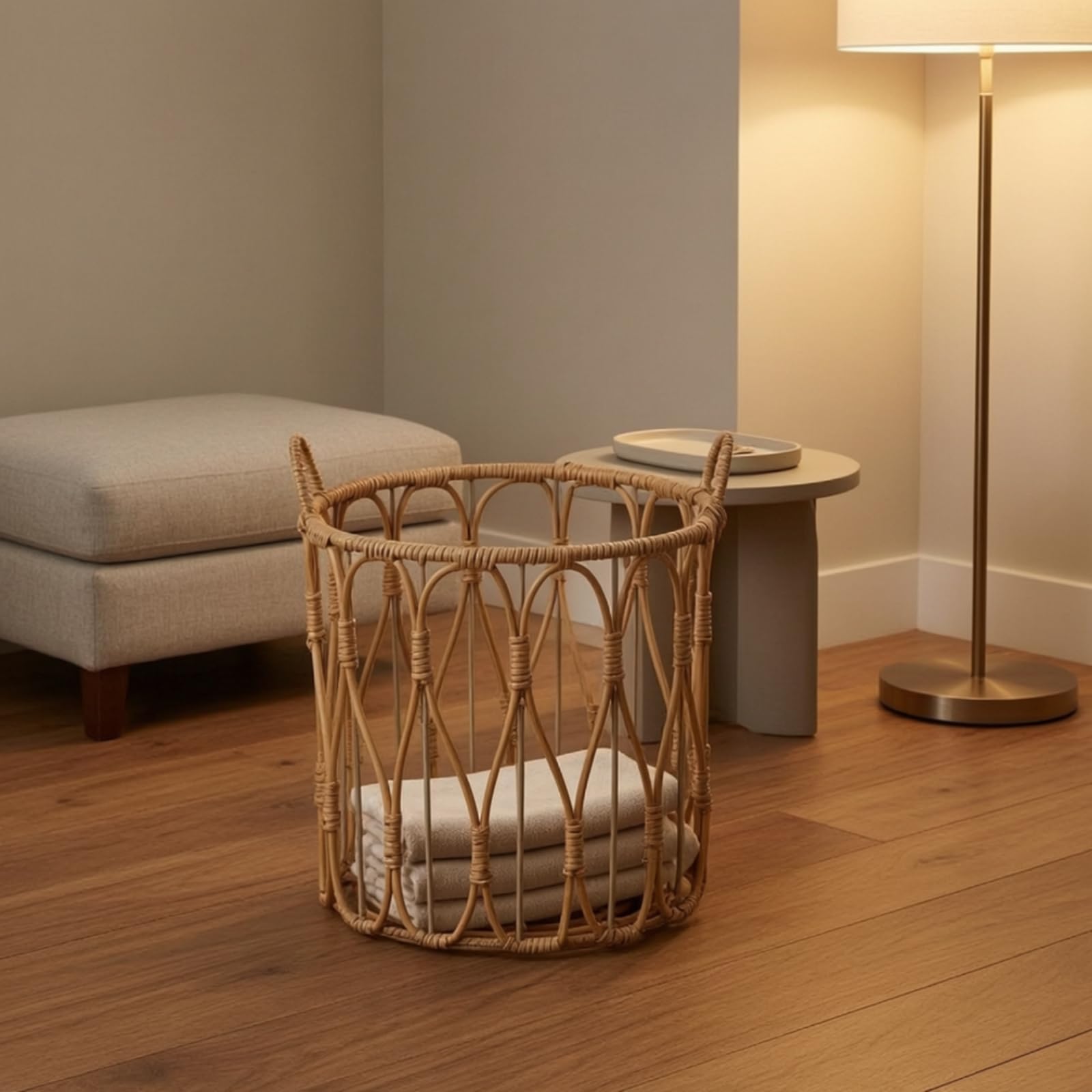 Gralara Cesto in Finto Rattan Versatile Cesto Intrecciato con Manici Resistente All'usura Cesta per Lavanderia, Camera da Letto, size to 1, style to 1
